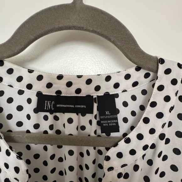 INC International Concepts Black and White Polka Dot Blouse - Picture 3 of 4